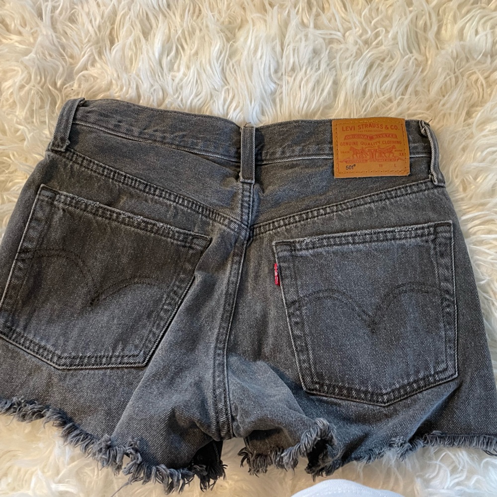 Levi’s Premium 501 Original Shorts 56327-0070 Distressed Black Womens Size 24 - Picture 2 of 7